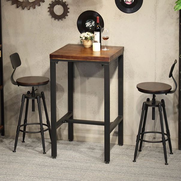 Black Industrial Round Counter Stool Metal Adjustable Height Bar Stool with Swivel