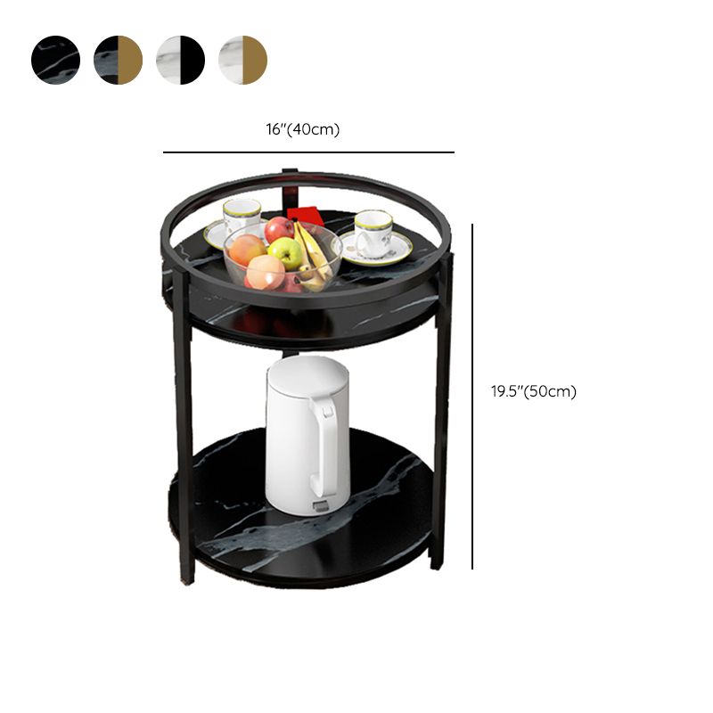 Glam Metal Storage End Table Double Tier Side Table for Living Room