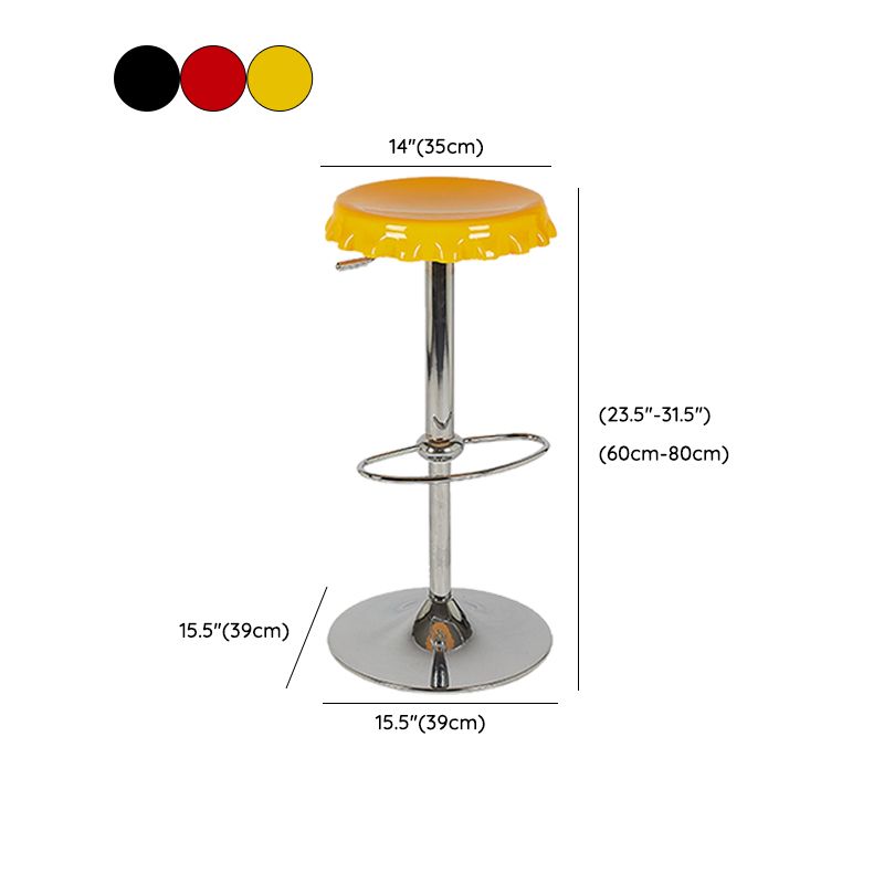 Contemporary Adjustable Backrest Counter High Stool with Metal Base