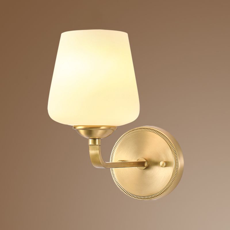 Modern Copper Wall Mount Lamp 1-Light with Glass Shade for Living Room