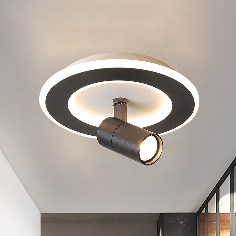 Square/Round Flush Mount Lighting Modern Acrylic LED White/Black Flush Mount Lamp Fixture in White/Warm Light