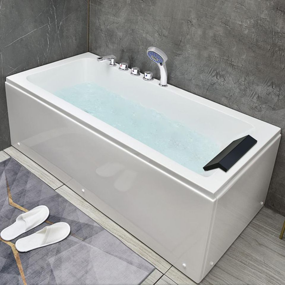 Flat Bottom Soaking Bathtub Antique Finish Rectangular Modern Tub