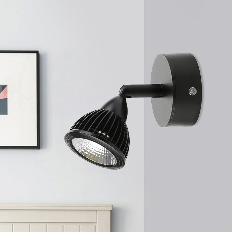 Rotatable Domed Wall Sconce Light Modern Metal LED Black/White Wall Lamp with/without Switch in Warm/White Light