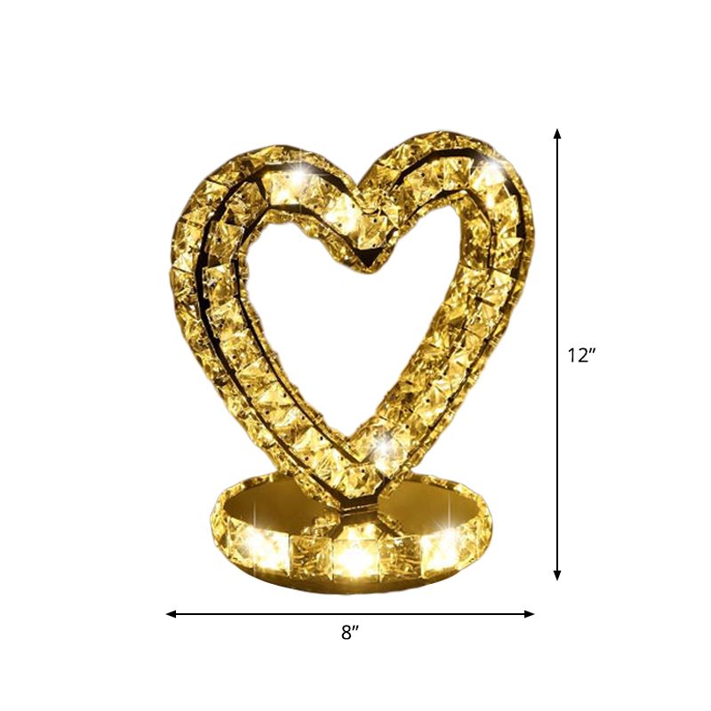 Crystal Encrusted Clear LED LAD LAMPAGGIO NOTTE CRESCENT/CIRCHE/AMORE CUORE Romantico Light tavolo moderno in luce calda/bianca
