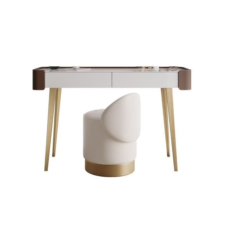 Faux Leather Makeup Vanity Desk Glam 2-Drawer Dressing Table