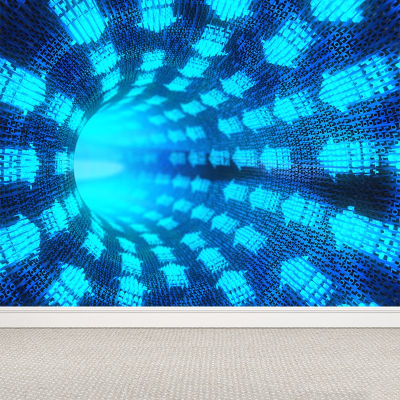 Abstract Pattern Mural Wallpaper Modern Non-Woven Texture Wall Covering in Dark Blue