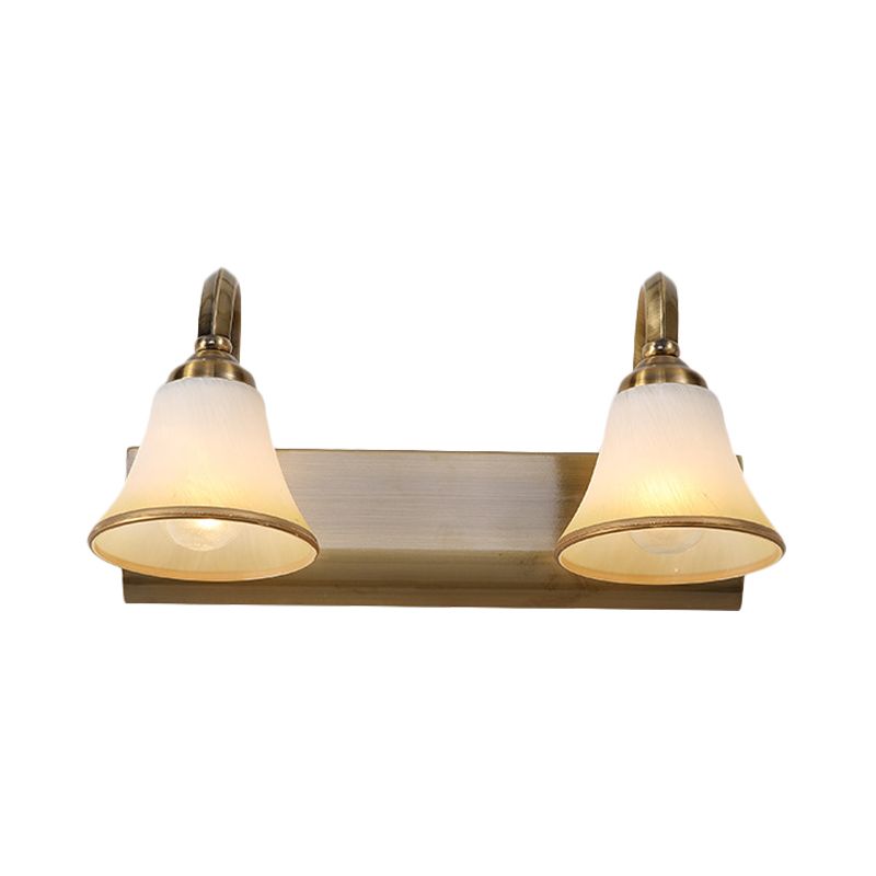 Gold 2/3/4 Glühbirnen Waschtischleuchten Vintage Opalglas Glockenwandmontagelung mit Metallsturzarm
