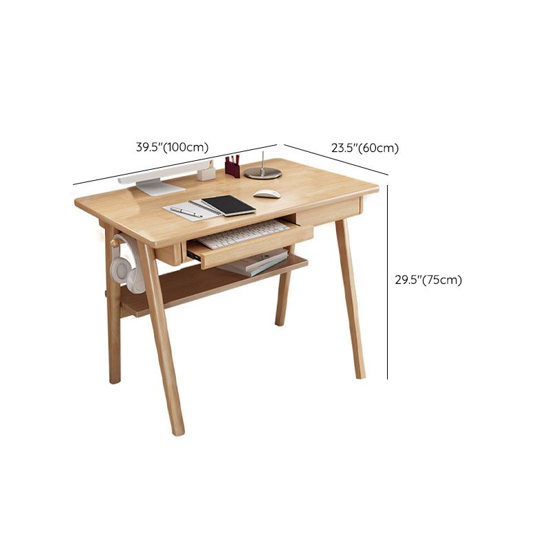 Contemporary Solid Wood Computer Desk 29.5 Inch High Rectangular Writing Desk