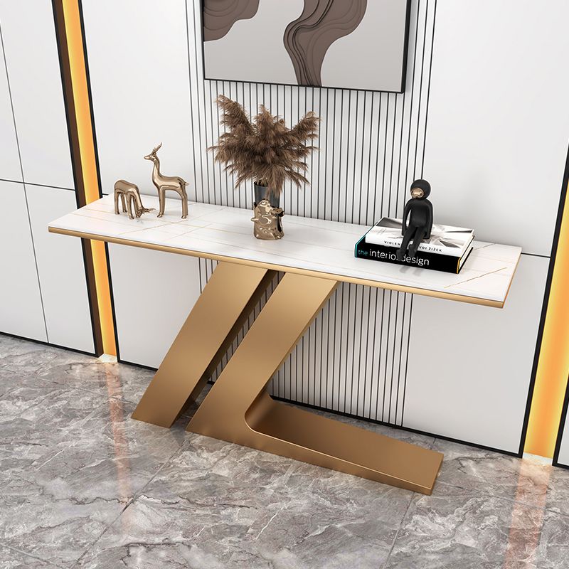 Modern Accent Table Stone Rectangle End Table for Hall , 31.5" Tall