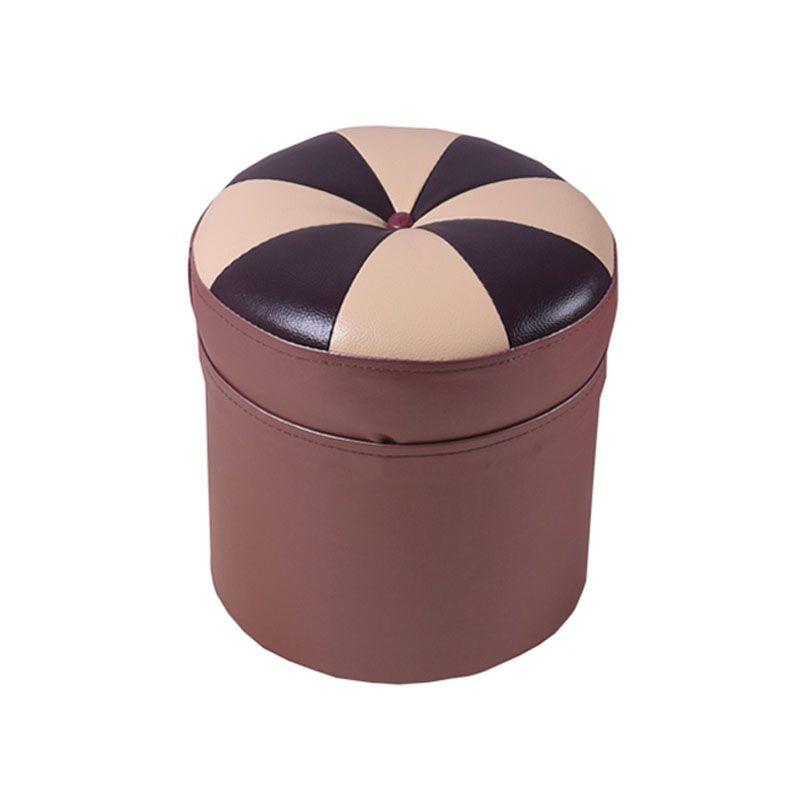 Modern Leather Pouf Water Resistant Round Pouf for Drawing Room