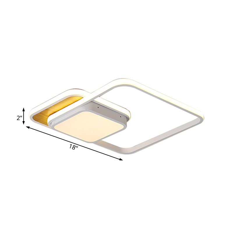 Lampada da soffitto geometrica nera/bianca moderna a LED in metallo a luce bianca/calda, 18 "/21,5" Wide