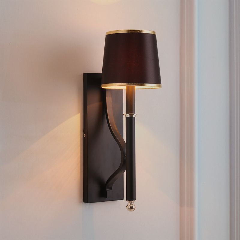 Conical Wall Light Minimalist Metallic 1 Head Black Wall Mount Lamp with Right Angle Arm