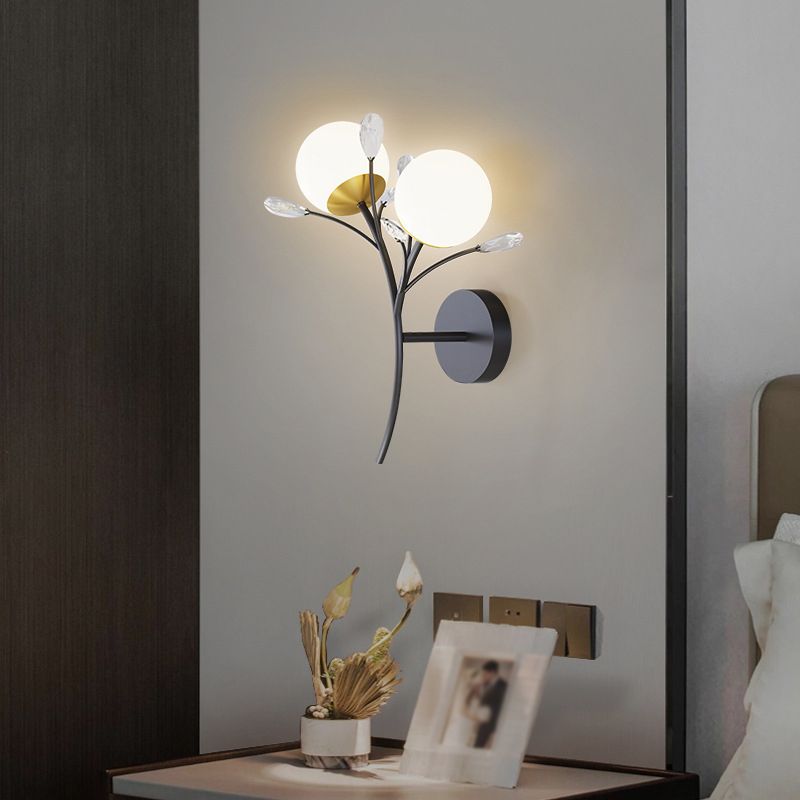 Contemporary Black Lighting Globe Glass Shaded Wall Light for Home
