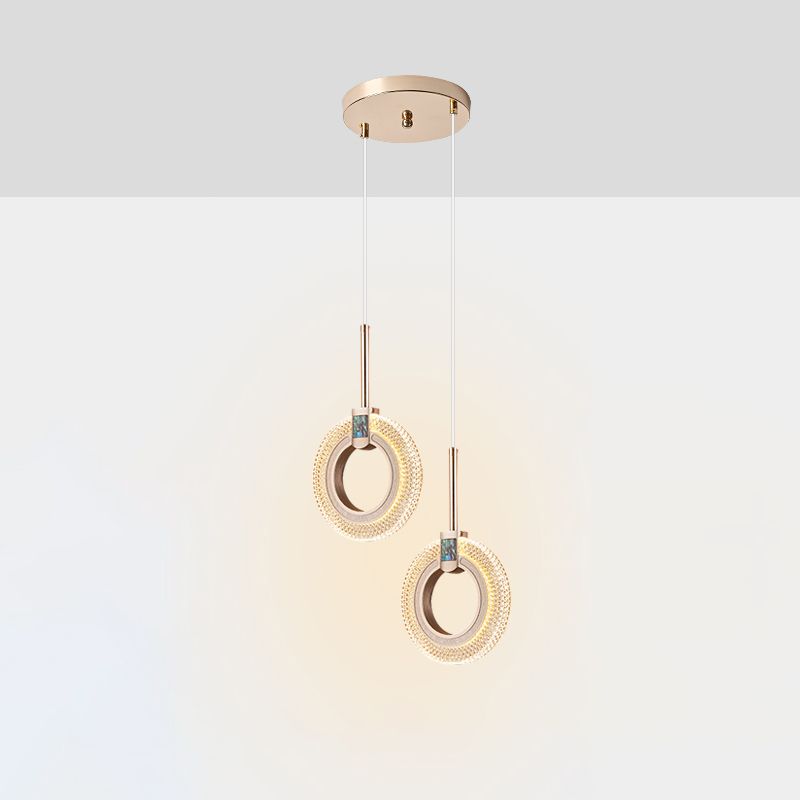 One-Light Oval Acrylic Frame Pendant Light Modern Golden Pendant Lighting