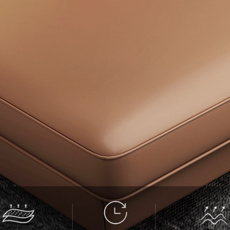 Modern 33.46 " H Brown Faux Leather Pillow Top Arm Sofa & Chaise