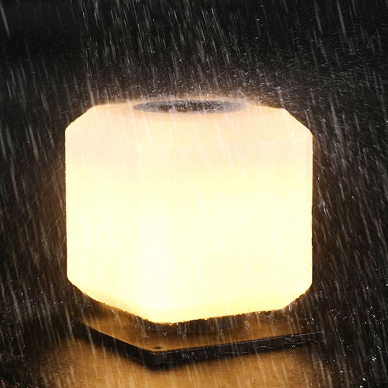 1-Light LED Pillar Lamp Square Solar Lighting Fixture with Acrylic Shade for Garden