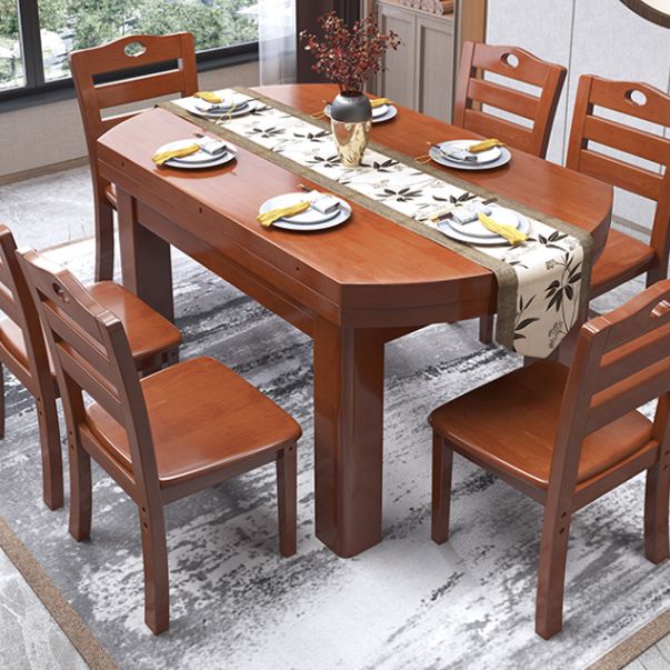Mesa de comedor estándar moderna, mesa de comedor extensible de madera maciza con 4 patas