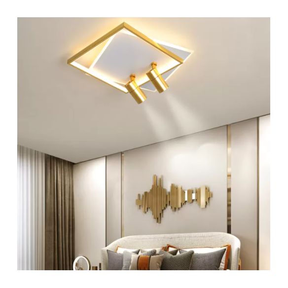 Modern Style Metal Ceiling Mounted Fixture Living Room Flush Light with 2 Spotlights