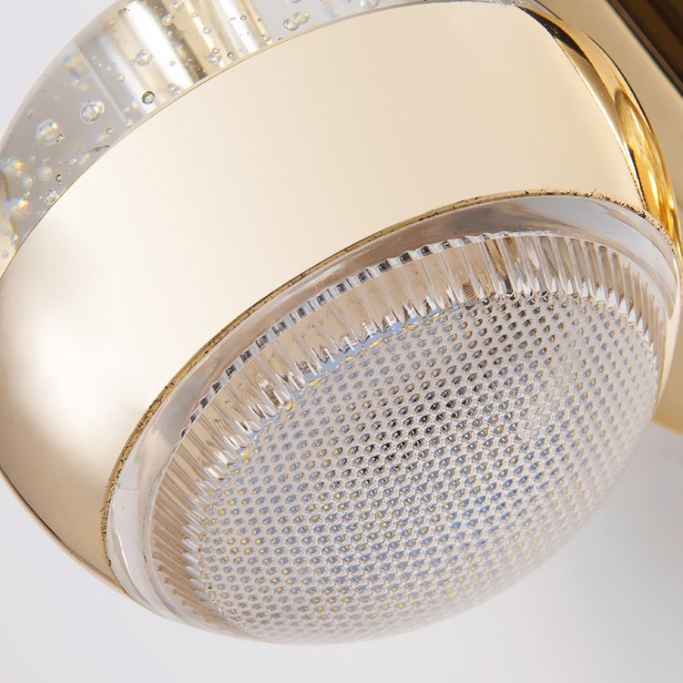 Crystal Spherical Wall Light Sconce Minimalist Gold Finish Wall Light for Bedroom