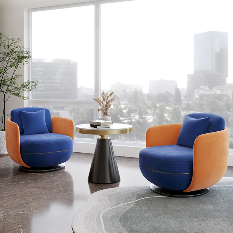 Contemporary 31.5" Wide Pillow Back Swivel Round Base Arm Chair