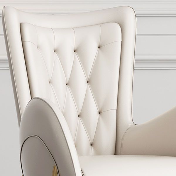 Glam Metal Dining Room Chairs Faux Leather Dining Arm Chair for Restaurant Use