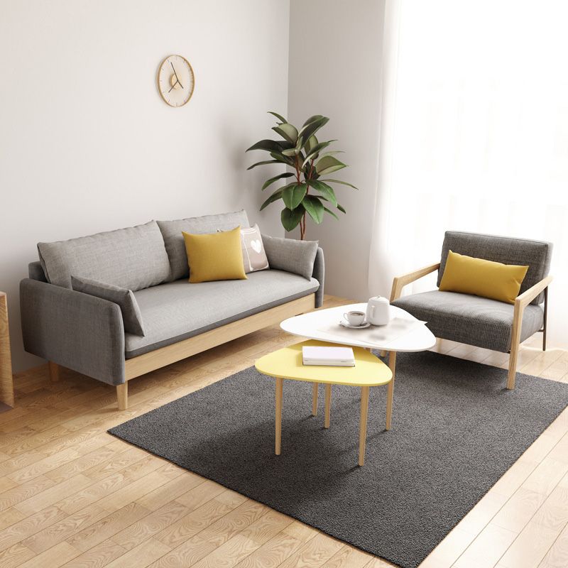 Linen Loose Back Sofa 29.92" High 3-Seat Square Arm Loveseat