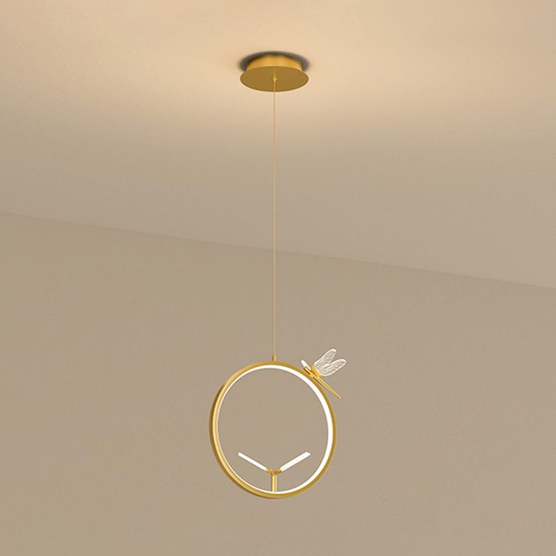Modern LED Hanging Ceiling Light Metal 1-Light Circle Ceiling Pendant Light