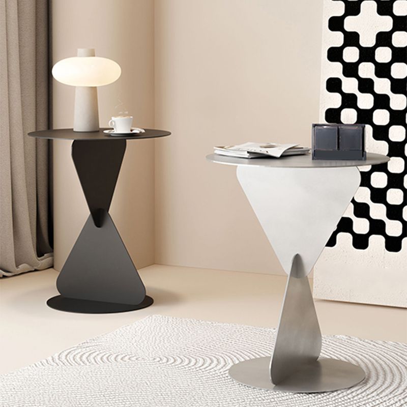 Modernistic Round Top Side Table Metal Pedestal End Table for Living Room