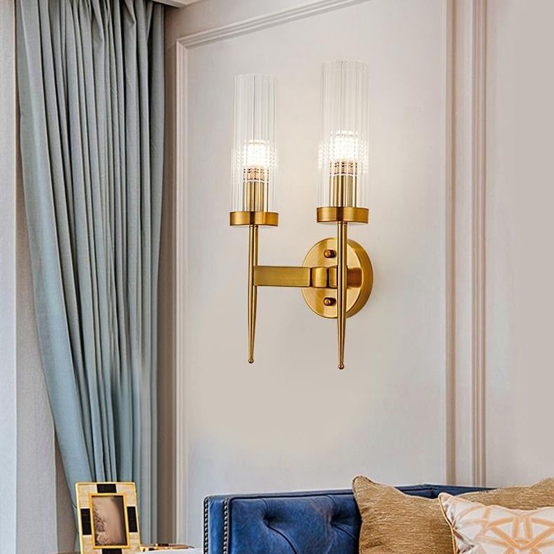 Half Cylinder Shape Glass Wall Lighting Modern Style Multi Lights Wall Mounted Light