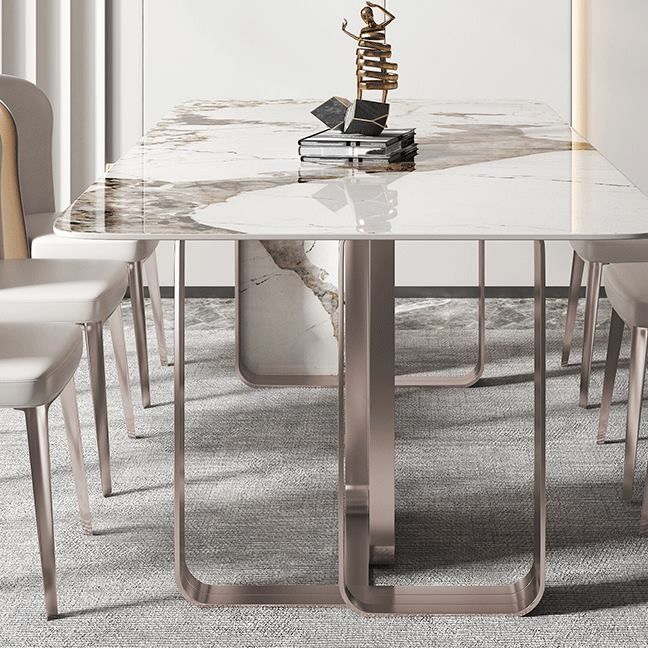 Luxurious 1/4/5/7 Pieces Rectangular Dining Set Sintered Stone Top Dinette Table Set