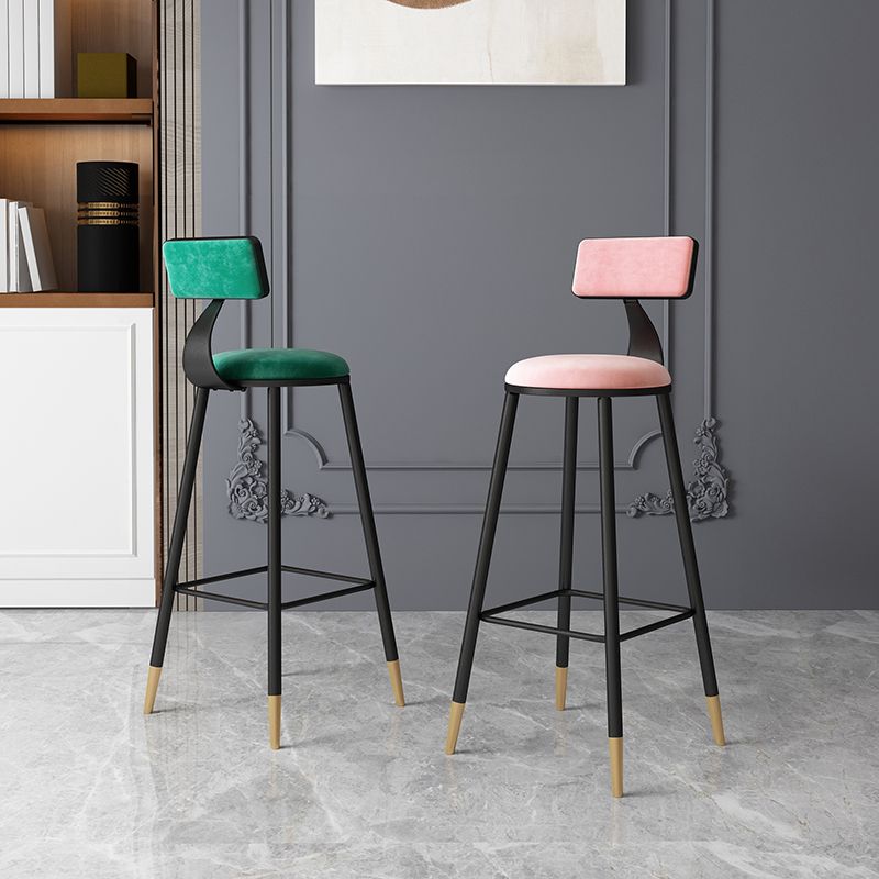 Contemporary Style Barstool Round Low Back Bar Stool with Metal Legs