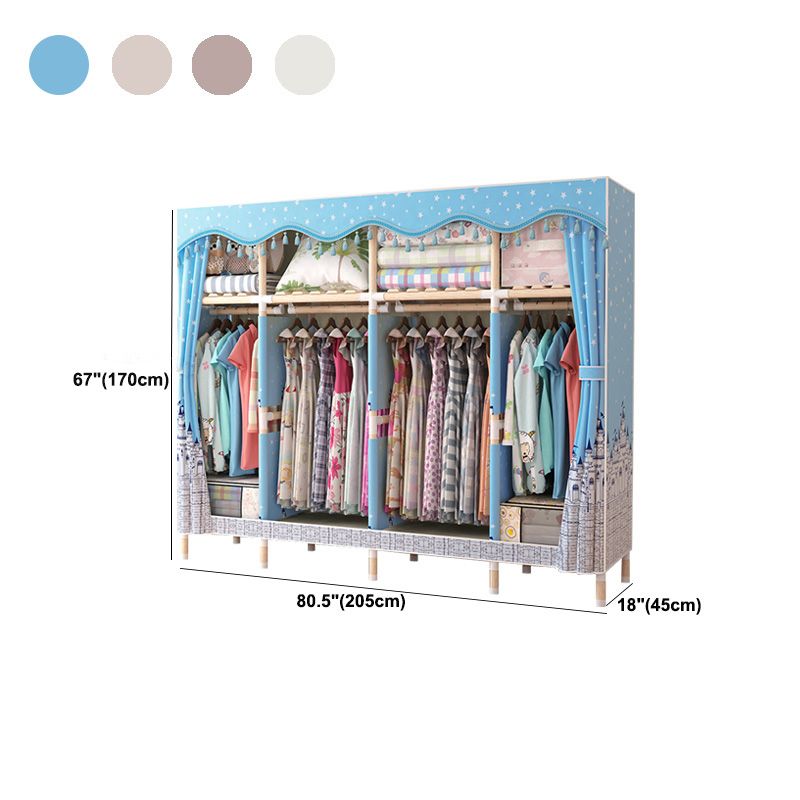 Contemporary Style Wardrobe Armoire Wood Frame Armoire with Garment Rod for Home