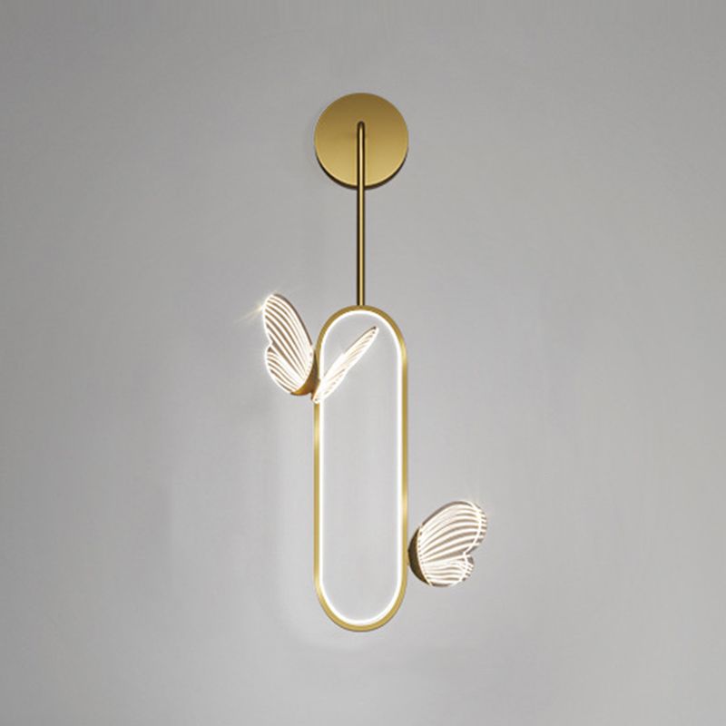 1 Light Oval Wall Lighting Fixtures Modern Style Metal Wall Mounted Lamps