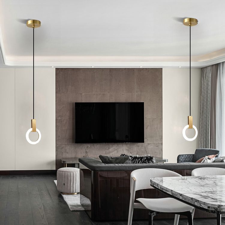 Metal Circle Pendant Light Fixture Modern Style LED Pendant Ceiling Light for Bedroom