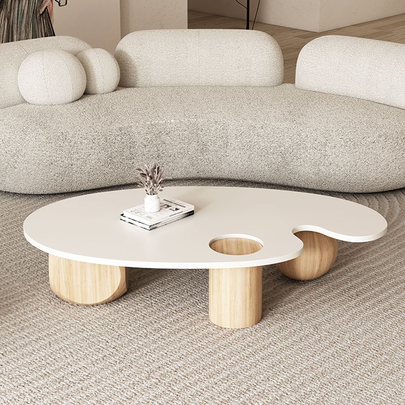 11"H Contemporary Coffee Table Solid Wood White Coffee Cocktail Table