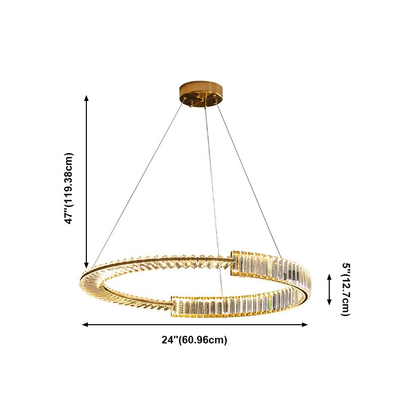 Modern Creative LED Pendant Light Electroplate Iron Linear Chandelier with Crystal Shade