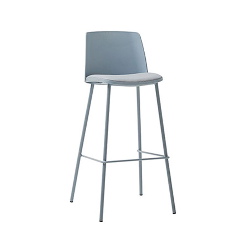 Contemporary Upholstered Low Back Plastic Bar Stools with Metal Base