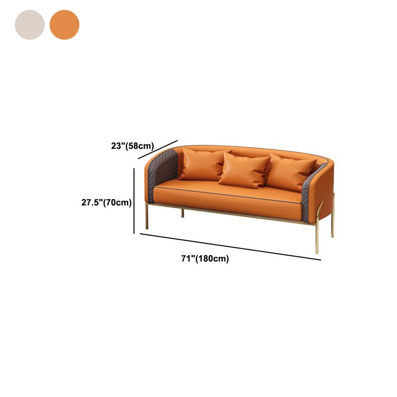 Modern 22.83" Wide Sofa Faux Leather Sloped Arm Sofa for Living Room