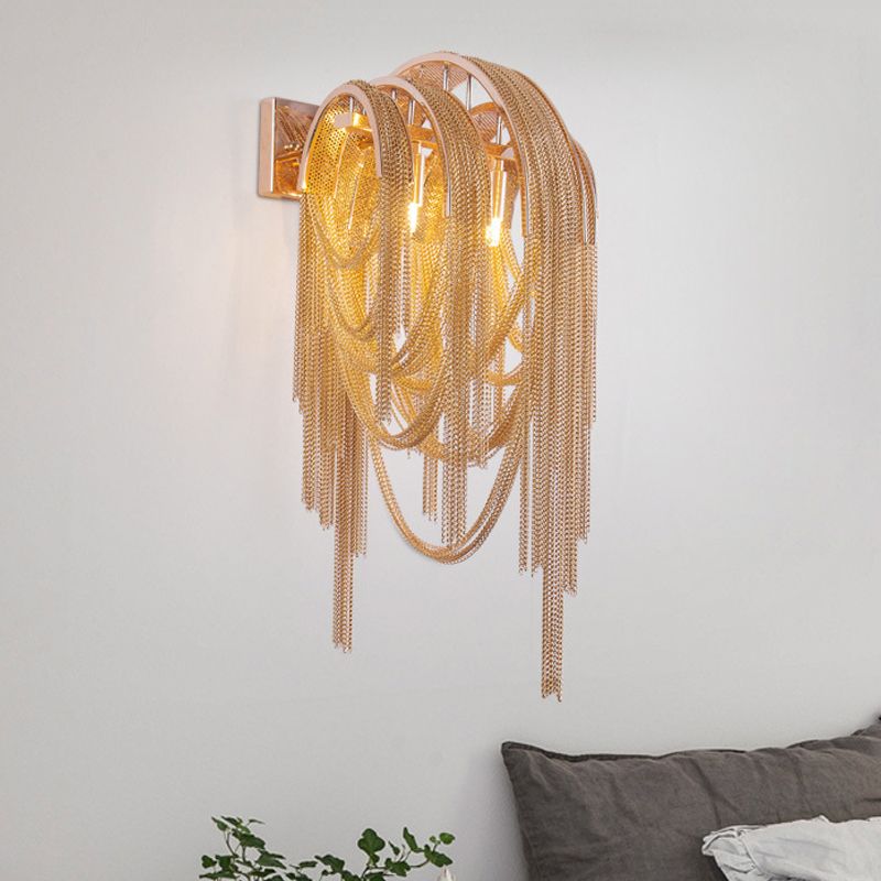 Gold Finish Tassels Wall Sconce Lighting Modernist 2 Heads Aluminum LED Wall Mount Lamp