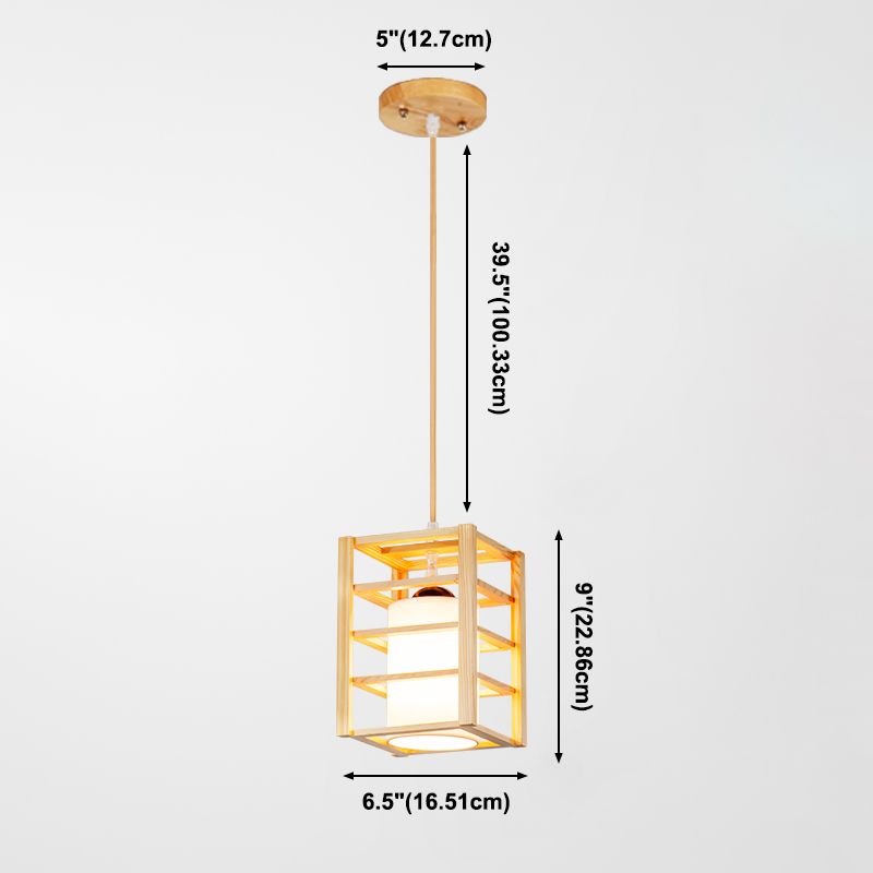 Holzrechteck hängende Lampe zeitgenössische weiße Glasschatten -Anhängerlampe für Esszimmer