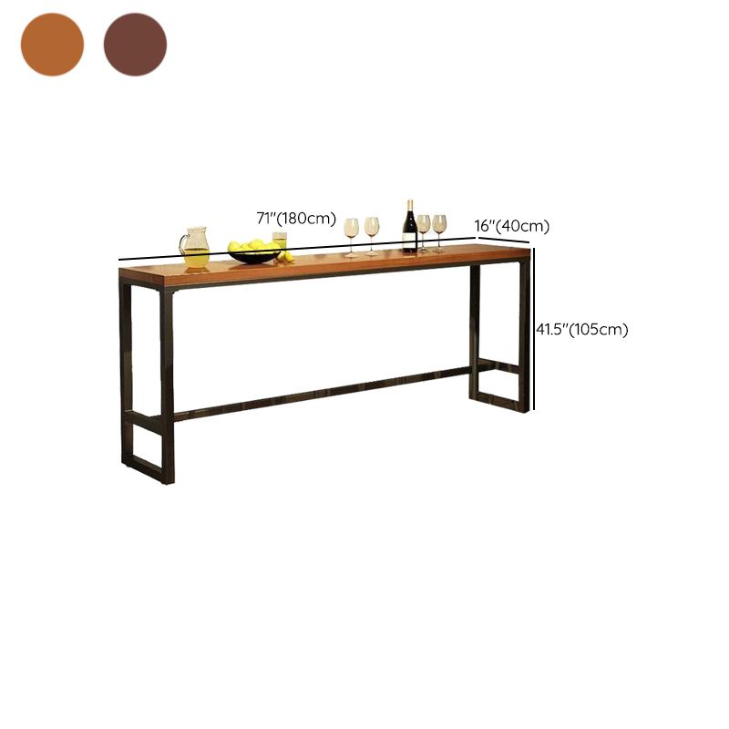Industrial Bar Wine Table Solid Wood Top Bistro Table with Black Base
