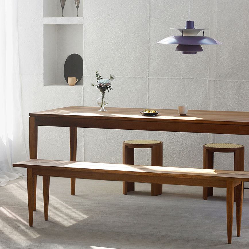 Solid Wood Brown Tone Dining Table Simplicity 4 Legs Table for Dining Room