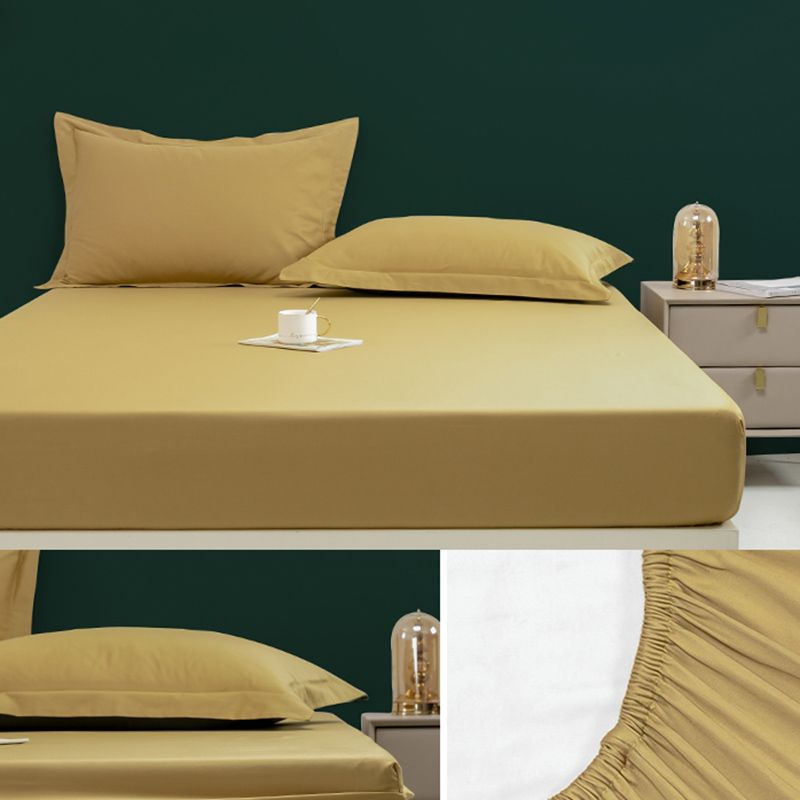 Fitted Bed Sheet Solid Color Non-pilling Breathable Skin-friendly Bed Sheet Set