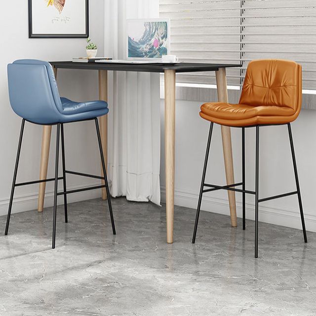 Contemporary Barstools Faux Leather Bar Stool with Metal Legs