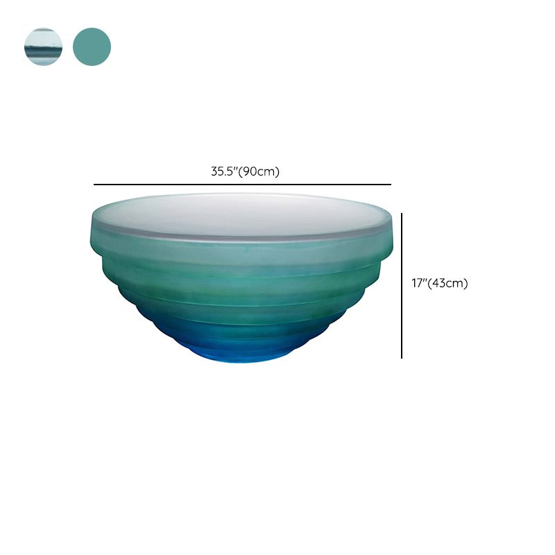 Resin Coffee or End Table Contemporary Round Top with Solid Base