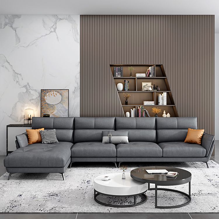 Ultra-Modern Sewn Pillow Back Faux Leather Pillow Top Arm Sofa with Wear-resisting