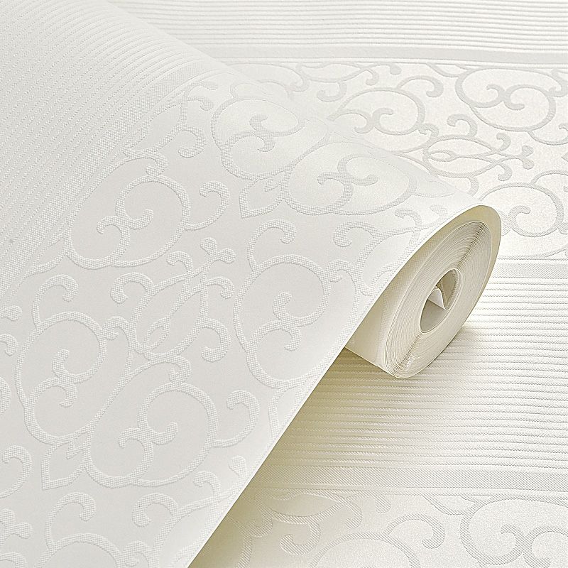 Removable Scroll Wallpaper Roll Glam Non-Woven Fabric Wall Decor for Living Room, Self-Stick