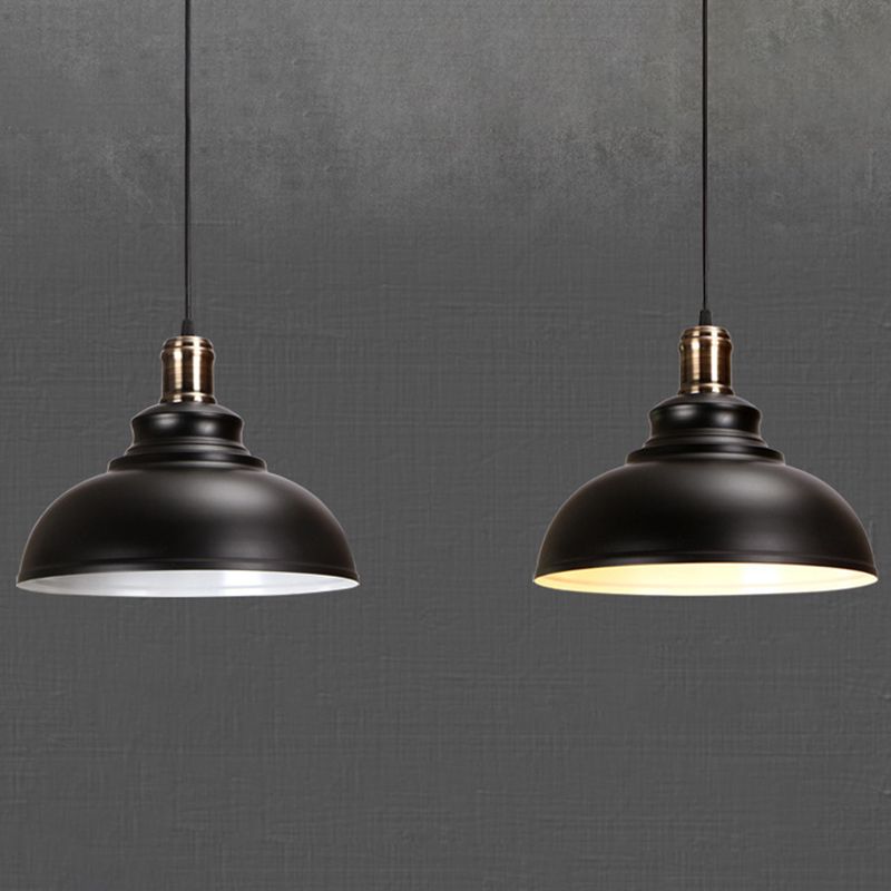 1 Light Dome-Shaped Hanging Lights Retro Industrial Metal Ceiling Fixture for Coffee Shop
