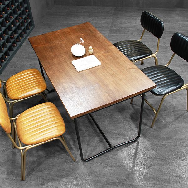 Chaises de salle à manger sans bras rembourrées, chaise latérale à dossier ouvert industriel avec pieds en métal