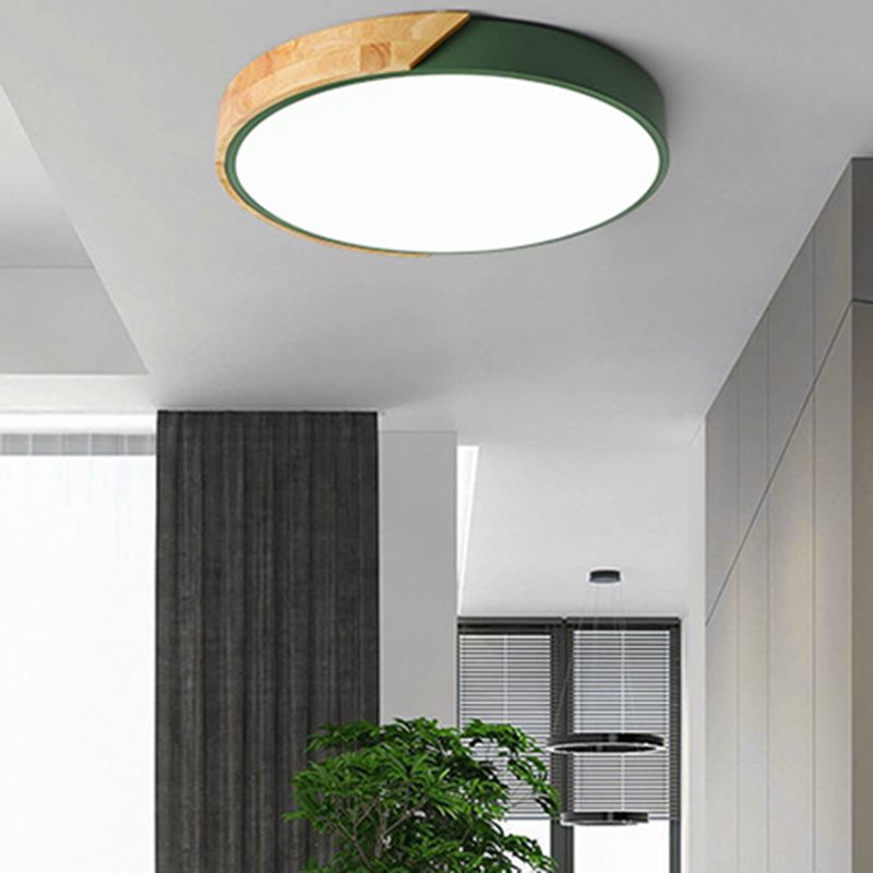 Round Shape Ceiling Lamp Modern Macaroon Iron 1 Light Flush Mount for Living Room Aisle
